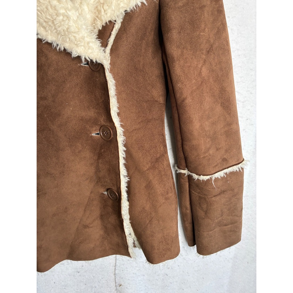 G by Guess Womens Brown Faux Suede Shearling Lined Jacket Coat Tan Size Medium - Picture 5 of 10